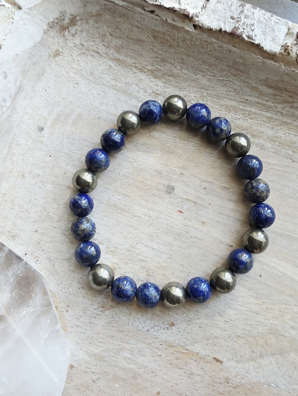 Natural Gemstone Lapiz Lazuli and Pyrite Bracelet | Healing Crystal | 8mm